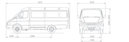 ГАЗ 3221 микроавтобус — длина ширина высота клиренс